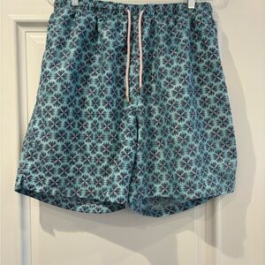 Peter Millar Blue and Black Swim Trunks